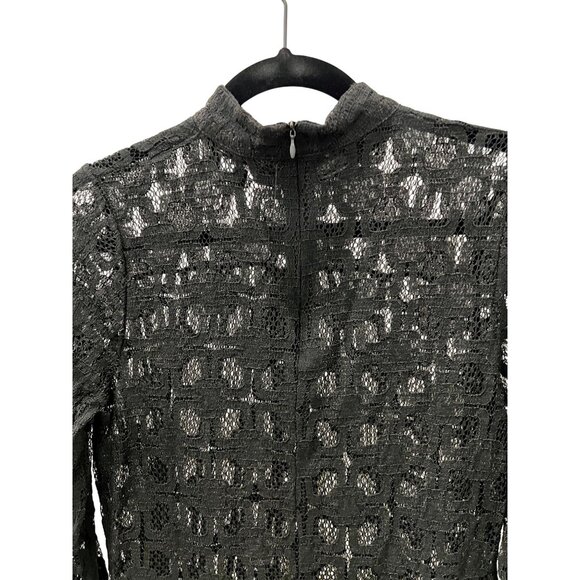 Beulah Style Black Lace Mock Neck top with Trumpet Sleeves - Size S - Picture 4 of 6